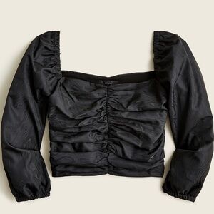 J. Crew Ruched puff-sleeve cropped top